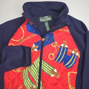 LAUREN RALPH LAUREN ACTIVE Women's Large Blue Jacket Equestrian Old Money -2222